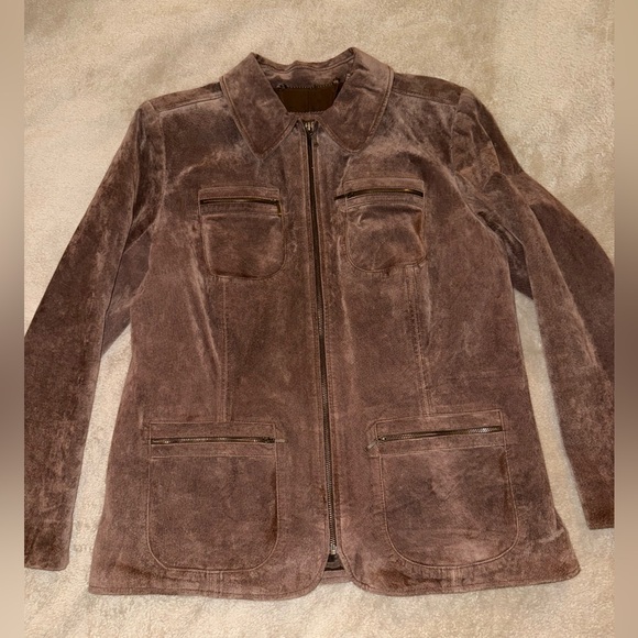 Women’s Brown Suede Leather Jacket - Picture 2 of 8